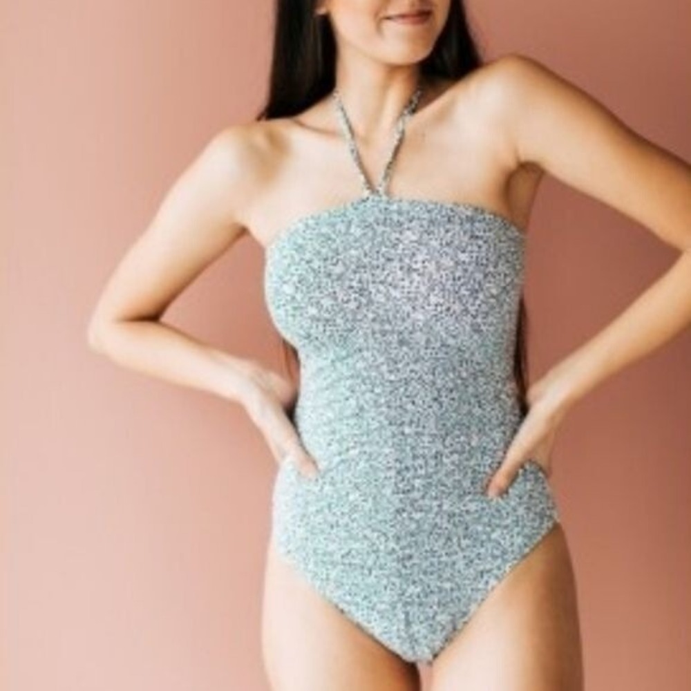NWT Mono‎ B Ruched leopard one piece swimsuit
